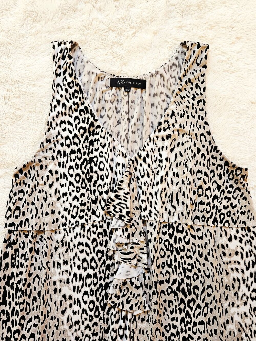 AK Anne Klein Leopard Print Sleeveless Dress Women's Size L - Picture 2 of 4